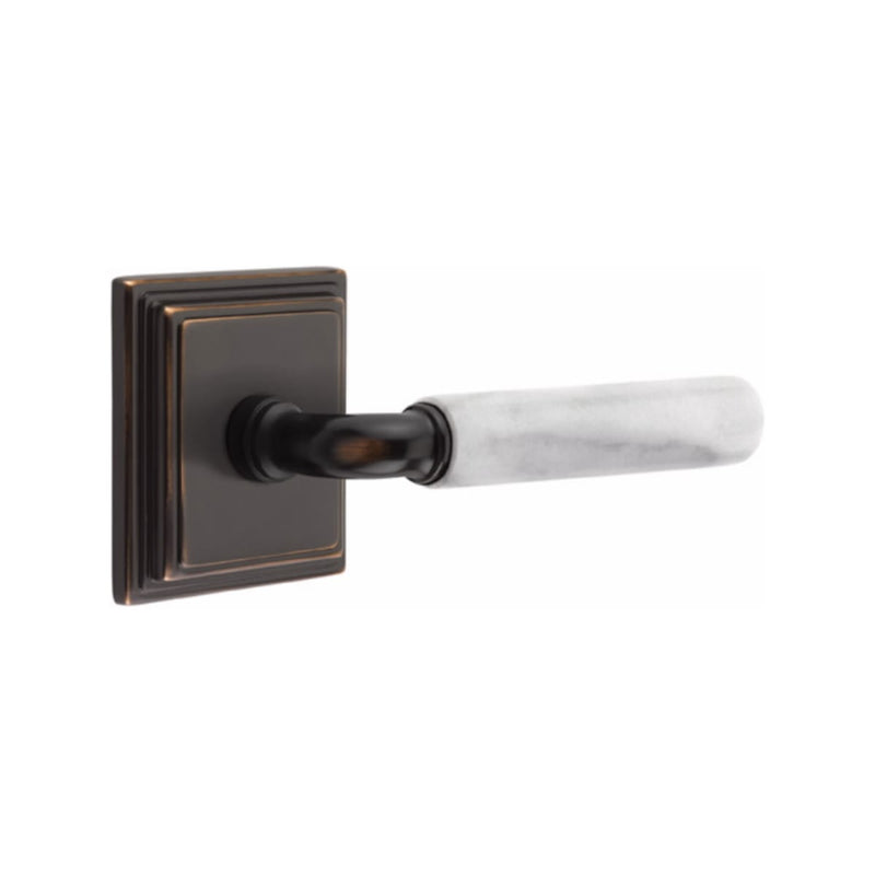 Emtek Select R-BAR White Marble Lever with Wilshire Rosette