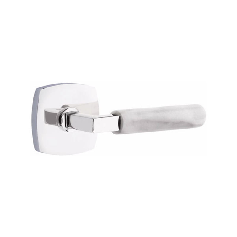 Emtek Select L-Square White Marble Lever Concealed Screws with Urban Modern Rosette