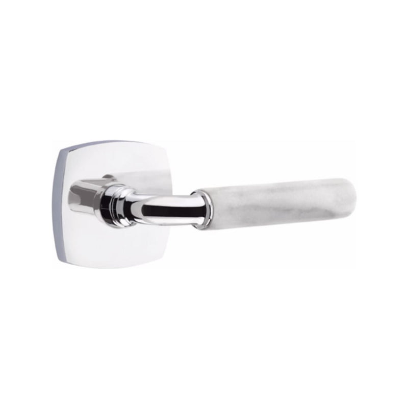Emtek Select R-BAR White Marble Lever Concealed Screws with Urban Modern Rosette