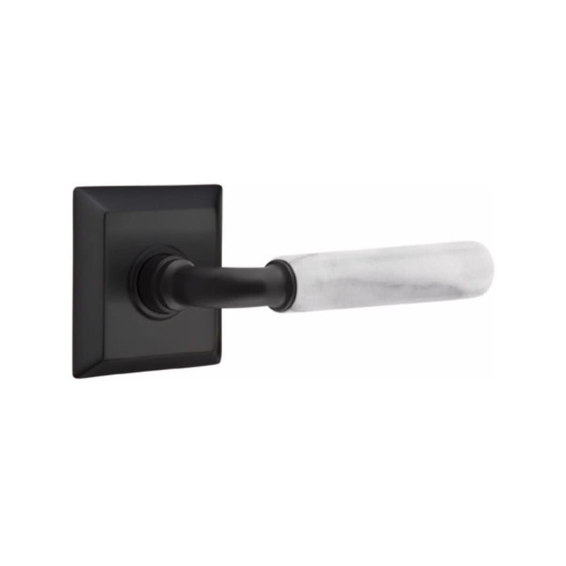 Emtek Select R-BAR White Marble Lever with Quincy Rosette