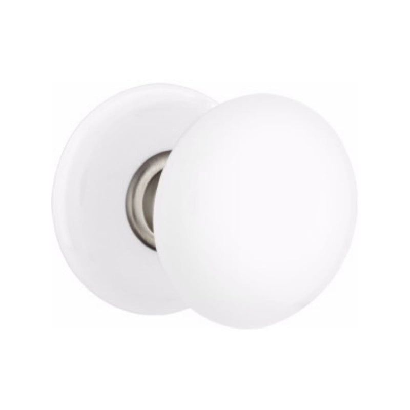 Emtek Ice White Knob With Porcelain Rosette