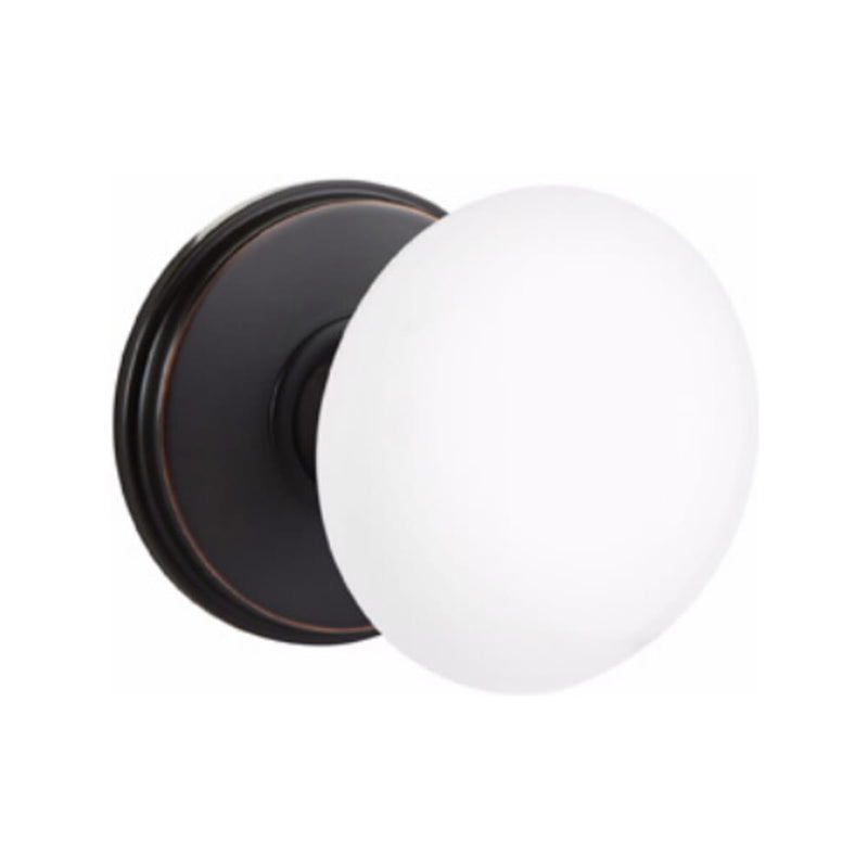 Emtek Brass Rosette Ice White Knob Concealed Screws With Watford Rosette