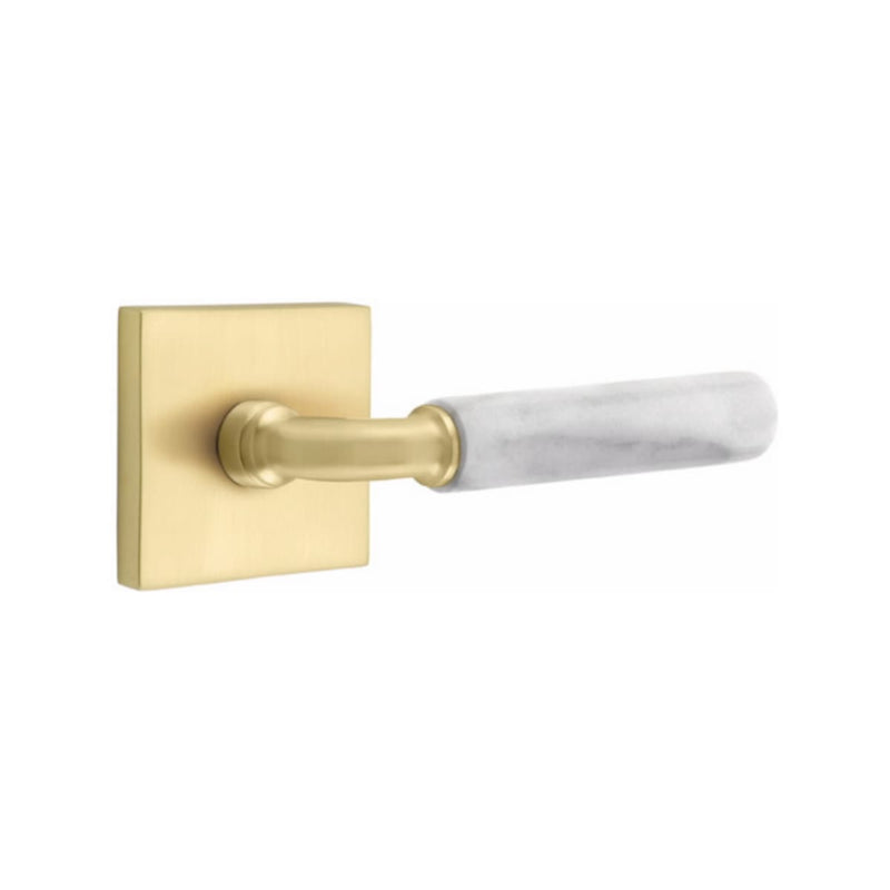 Emtek Select R-BAR White Marble Lever Concealed Screws with Square Rosette