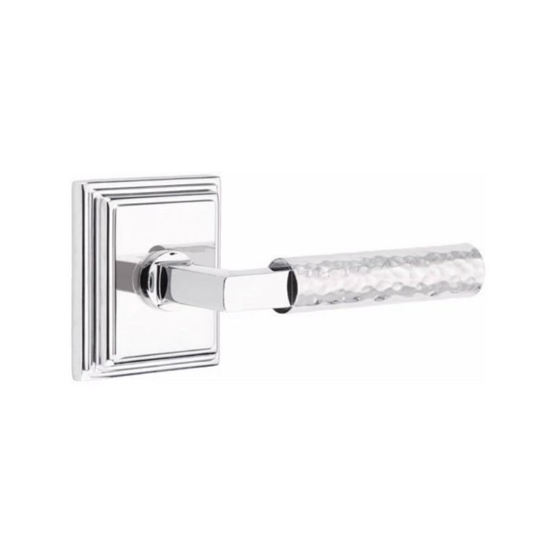 Emtek Select L-Square Hammered Lever Concealed Screws with Wilshire Rosette