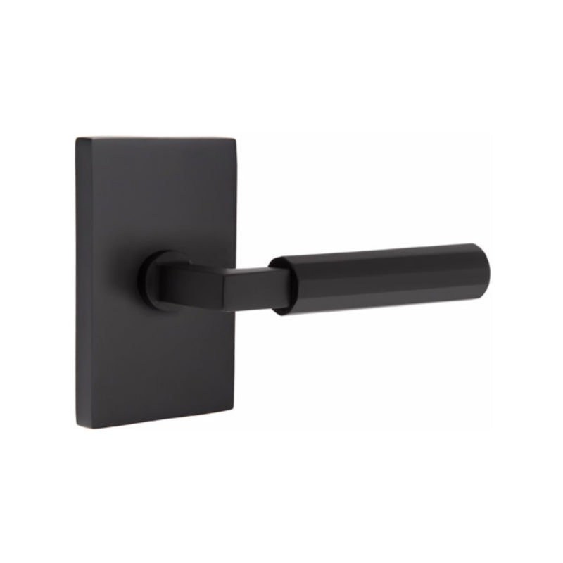 Emtek Select L-Square Faceted Lever Concealed Screws with Modern Rectangular Rosette