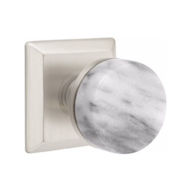 Emtek Select Conical White Marble Knob with Quincy Rosette