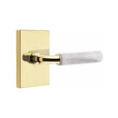 Emtek Select R-BAR White Marble Lever Concealed Screws with Modern Rectangular Rosette