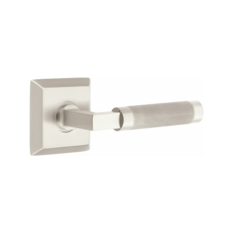 Emtek Select L-Square Knurled Lever Concealed Screws with Quincy Rosette