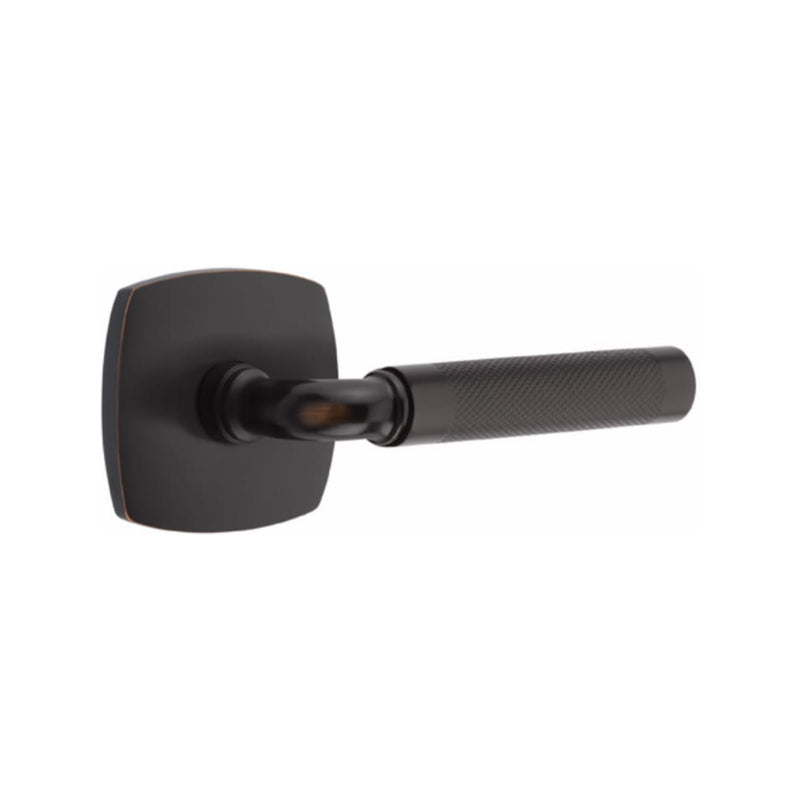 Emtek Select R-BAR Knurled Lever with Urban Modern Rosette