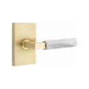 Emtek Select L-Square White Marble Lever with Modern Rectangular Rosette