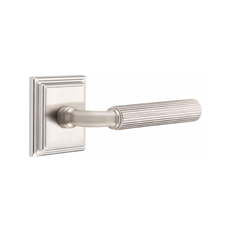 Emtek Select R-BAR Straight Knurled Lever Concealed Screws with Wilshire Rosette
