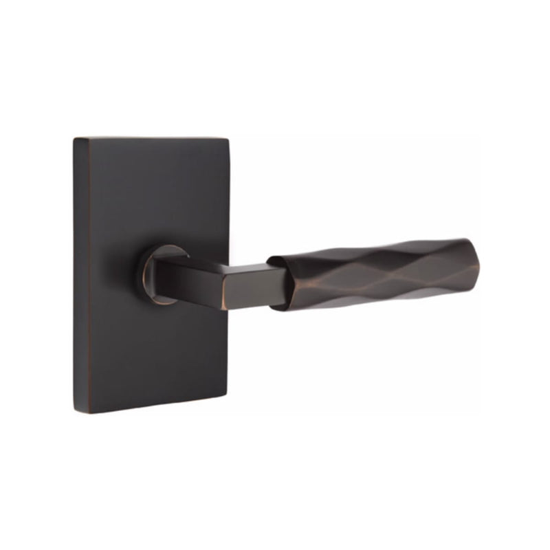 Emtek Select L-Square Tribeca Lever Concealed Screws with Modern Rectangular Rosette