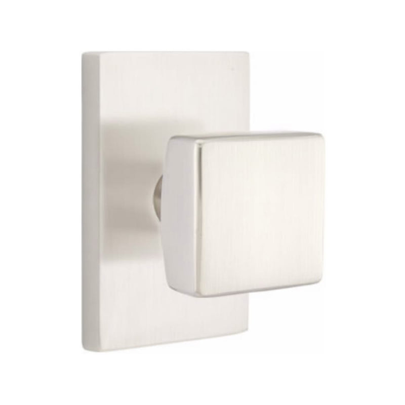 Emtek Square Knob with Modern Rectangular Rosette