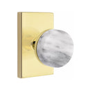 Emtek Select Conical White Marble Knob Concealed Screws with Modern Rectangular Rosette