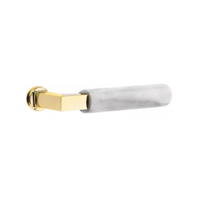 Emtek F20 Function Mormont Mortise Handleset with Select L-Square White Marble Lever