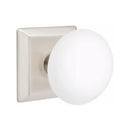 Emtek Brass Rosette Ice White Knob Concealed Screws With Quincy Rosette