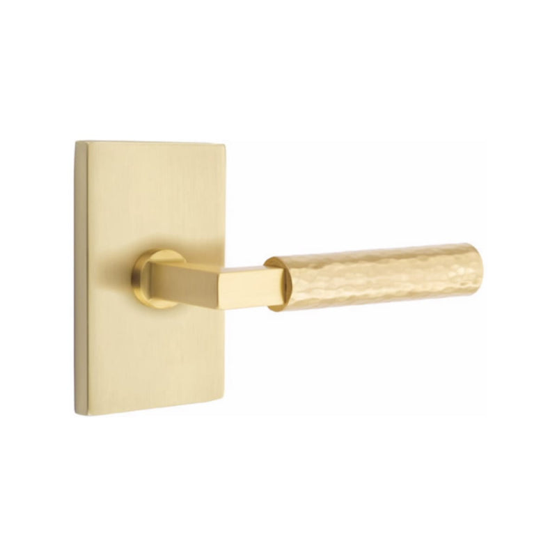 Emtek Select L-Square Hammered Lever with Modern Rectangular Rosette