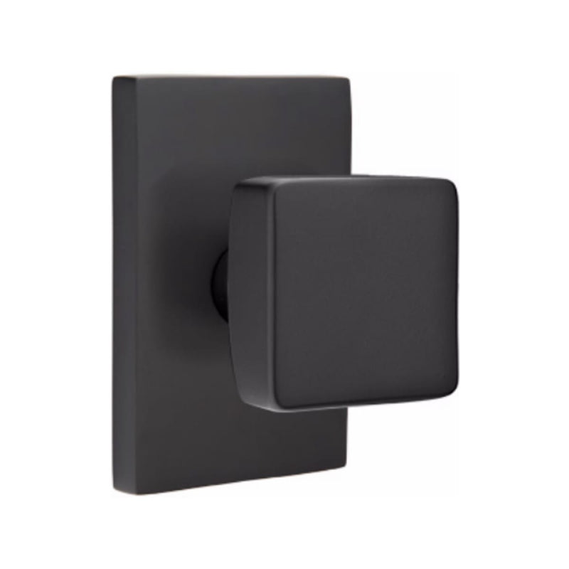 Emtek Square Knob Concealed Screws with Modern Rectangular Rosette