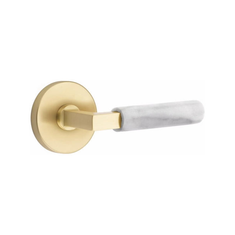 Emtek Select L-Square White Marble Lever with Disk Rosette