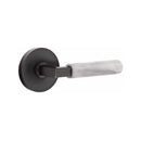 Emtek Select L-Square White Marble Lever Concealed Screws with Disk Rosette