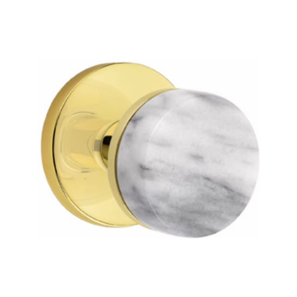 Emtek Select Conical White Marble Knob Concealed Screws with Disk Rosette