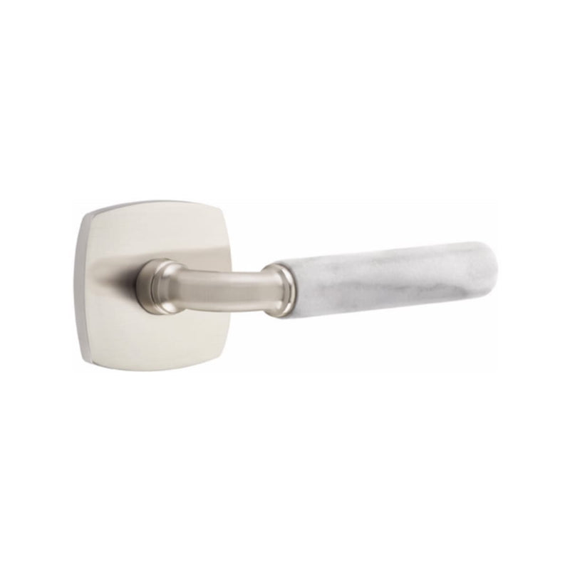 Emtek Select R-BAR White Marble Lever Concealed Screws with Urban Modern Rosette