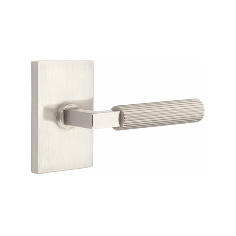 Emtek Select L-Square Straight Knurled Lever with Modern Rectangular Rosette