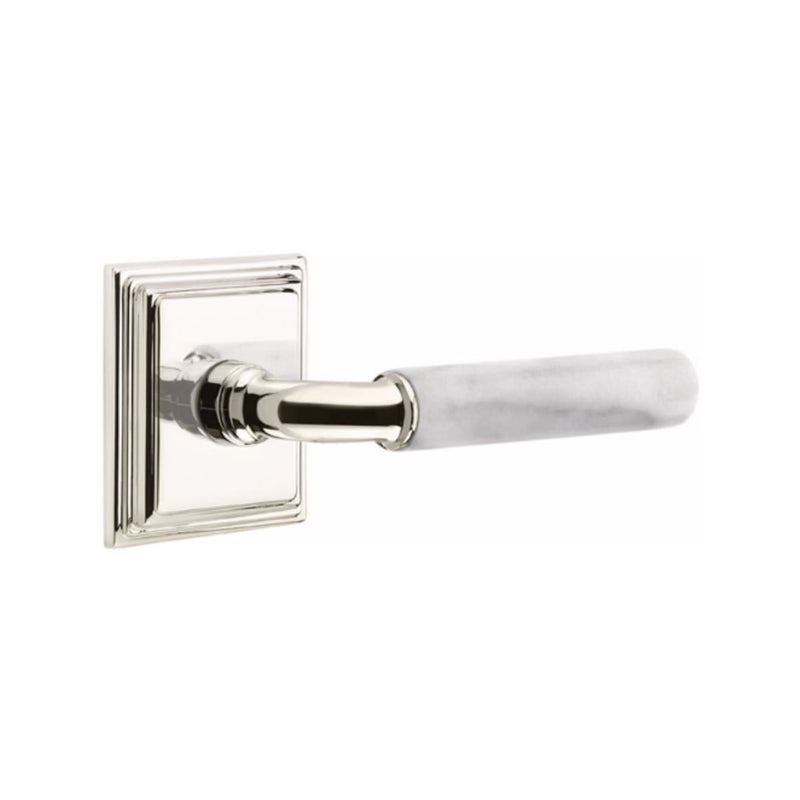 Emtek Select R-BAR White Marble Lever with Wilshire Rosette