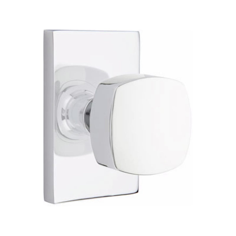 Emtek Freestone Knob Concealed Screws with Modern Rectangular Rosette
