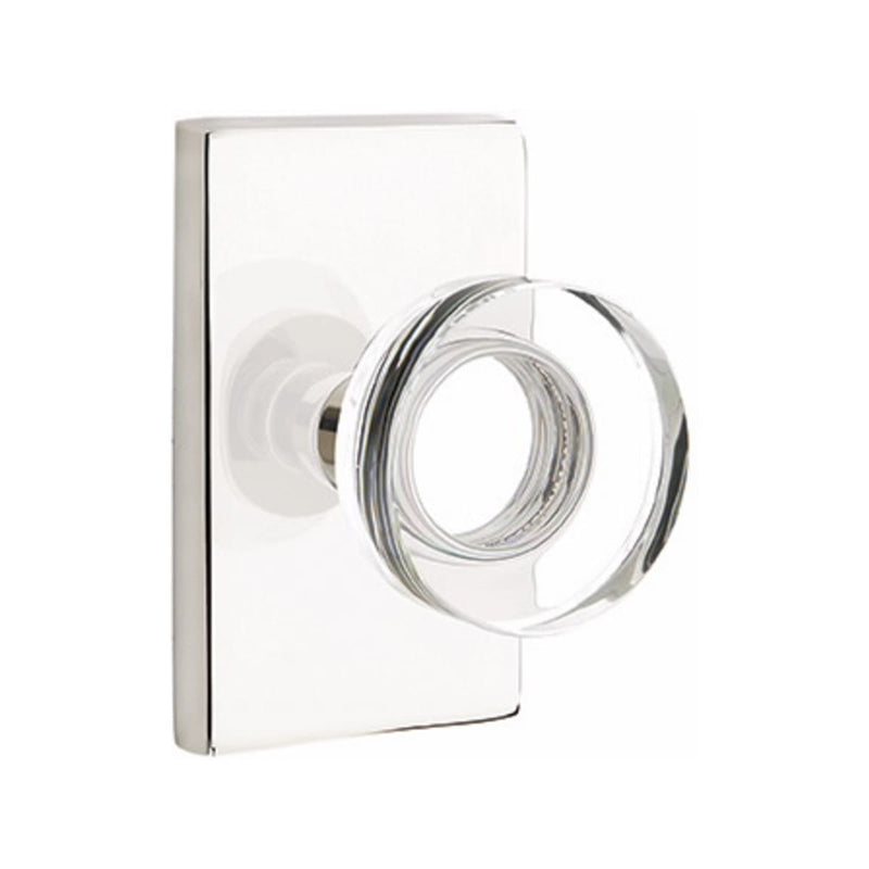 Emtek Modern Disc Knob Concealed Screws with Modern Rectangular Rosette