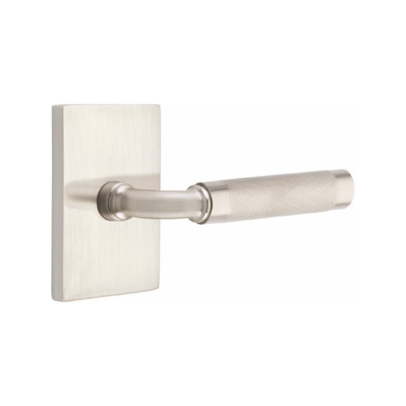 Emtek Select R-BAR Knurled Lever with Modern Rectangular Rosette