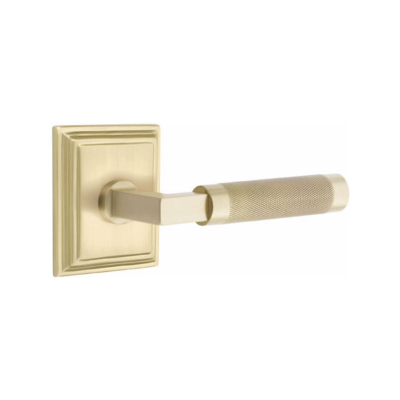 Emtek Select L-Square Knurled Lever with Wilshire Rosette