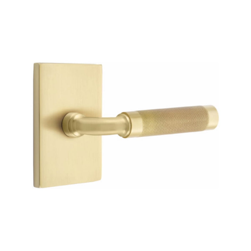 Emtek Select R-BAR Knurled Lever Concealed Screws  with Modern Rectangular Rosette