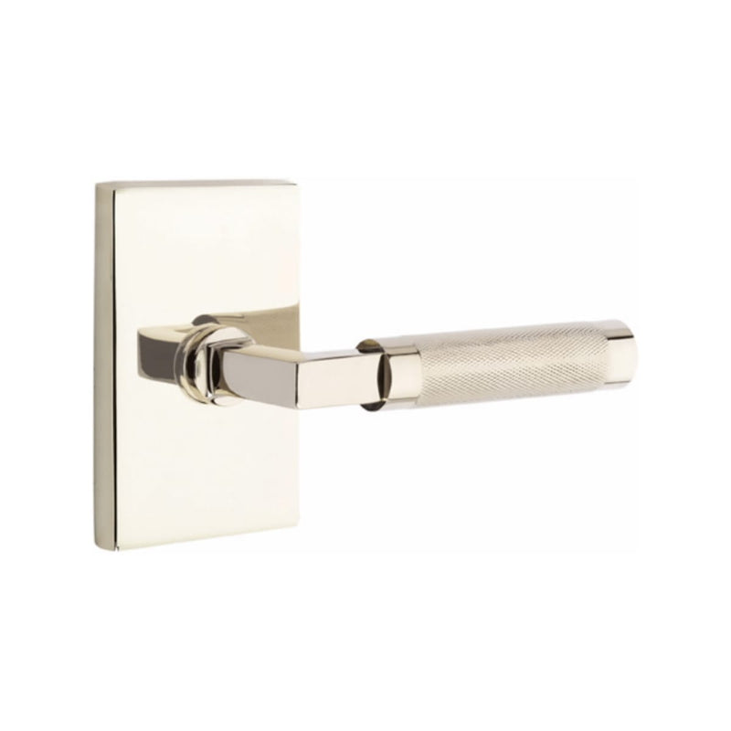 Emtek Select L-Square Knurled Lever with Modern Rectangular Rosette