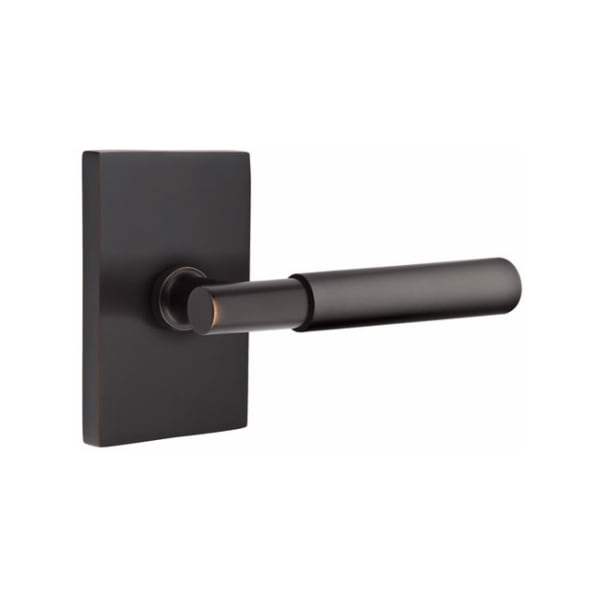 Emtek Myles Lever with Modern Rectangular Rosette Concealed Screws