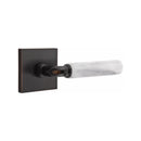 Emtek Select R-BAR White Marble Lever Concealed Screws with Square Rosette