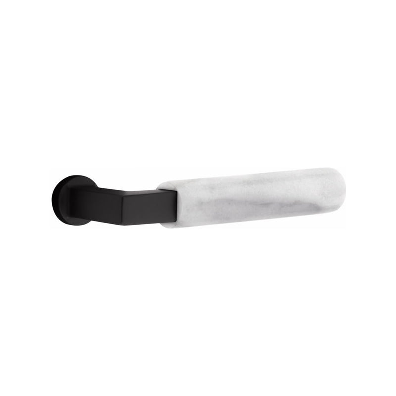 Emtek Modern Style Electronic Keypad Leverset with Select L-Square White Marble Lever