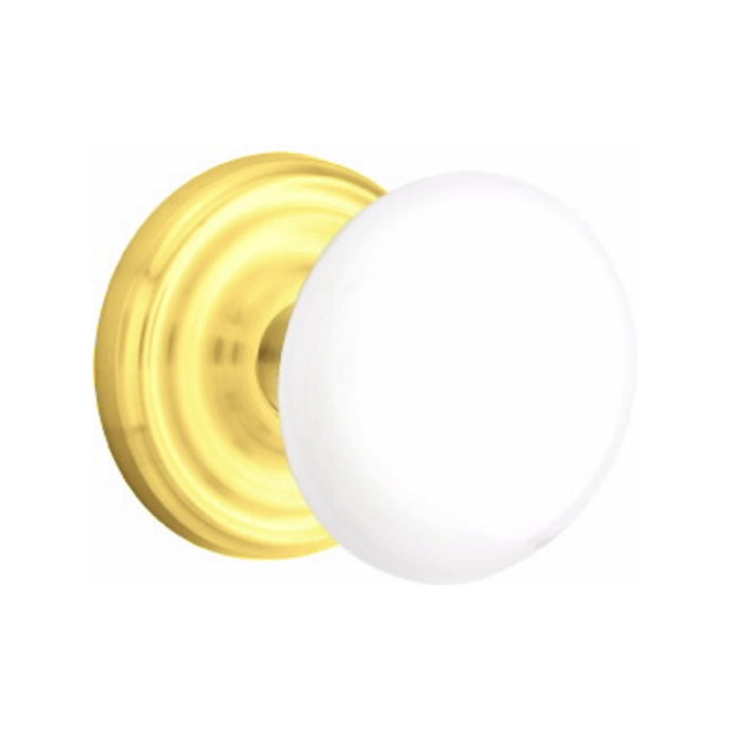 Emtek Brass Rosette Ice White Knob With Regular Rosette