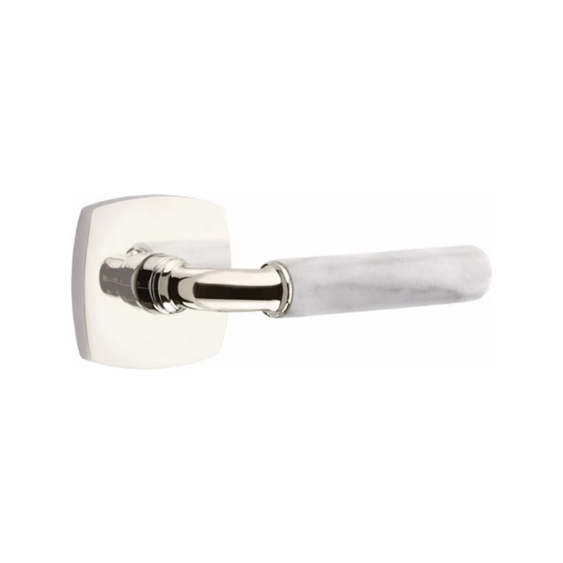 Emtek Select R-BAR White Marble Lever Concealed Screws with Urban Modern Rosette