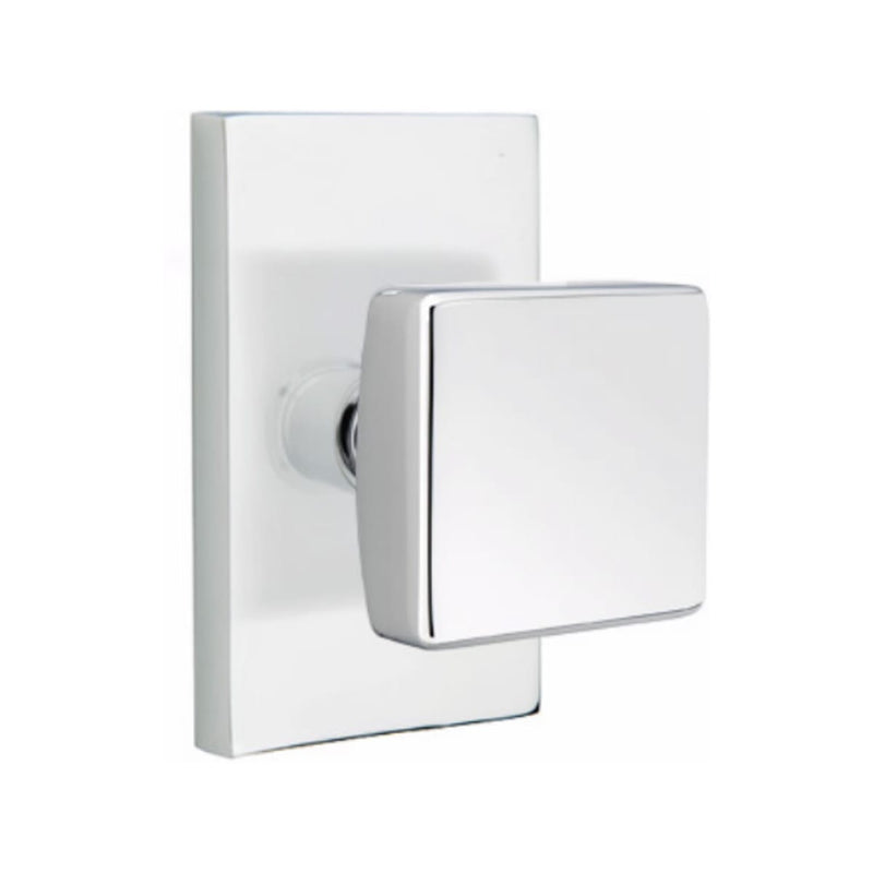 Emtek Square Knob with Modern Rectangular Rosette