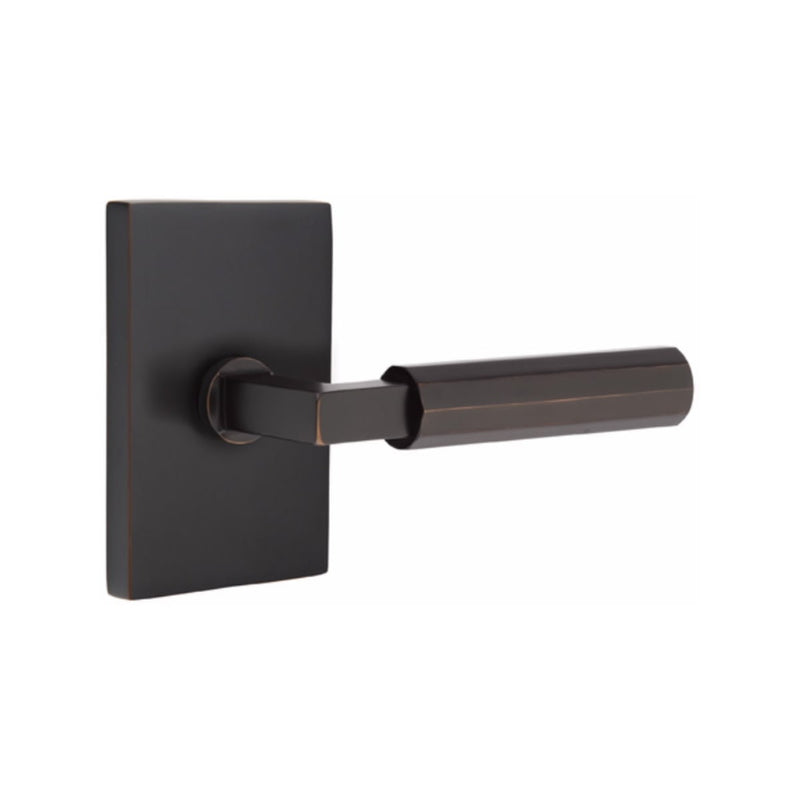 Emtek Select L-Square Faceted Lever with Modern Rectangular Rosette