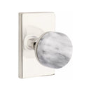 Emtek Select Conical White Marble Knob Concealed Screws with Modern Rectangular Rosette