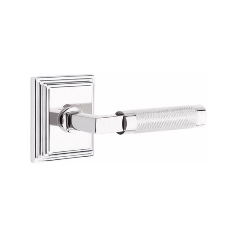 Emtek Select L-Square Knurled Lever Concealed Screws with Wilshire Rosette