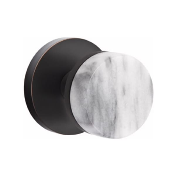 Emtek Select Conical White Marble Knob Concealed Screws with Disk Rosette