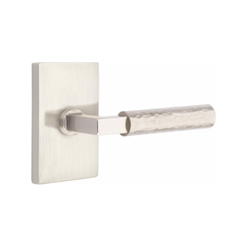 Emtek Select L-Square Hammered Lever Concealed Screws with Modern Rectangular Rosette