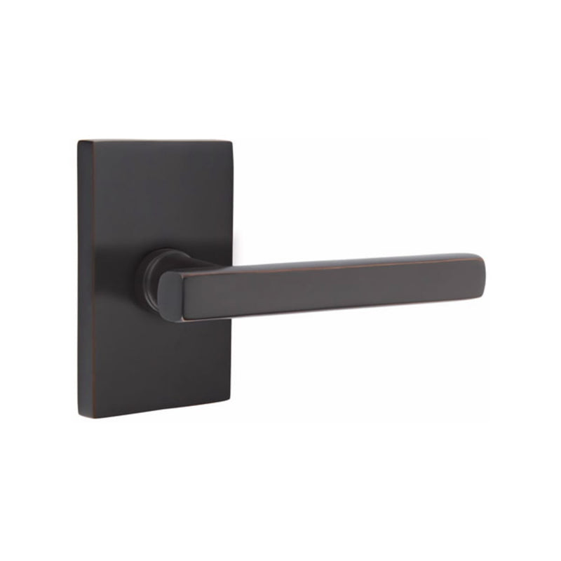 EMTEK Freestone Lever with Modern Rectangular Rosette