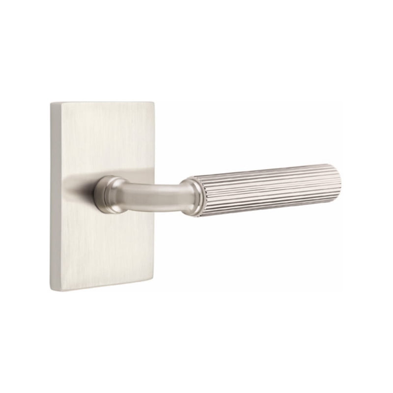Emtek Select R-BAR Straight Knurled Lever Concealed Screws with Modern Rectangular Rosette