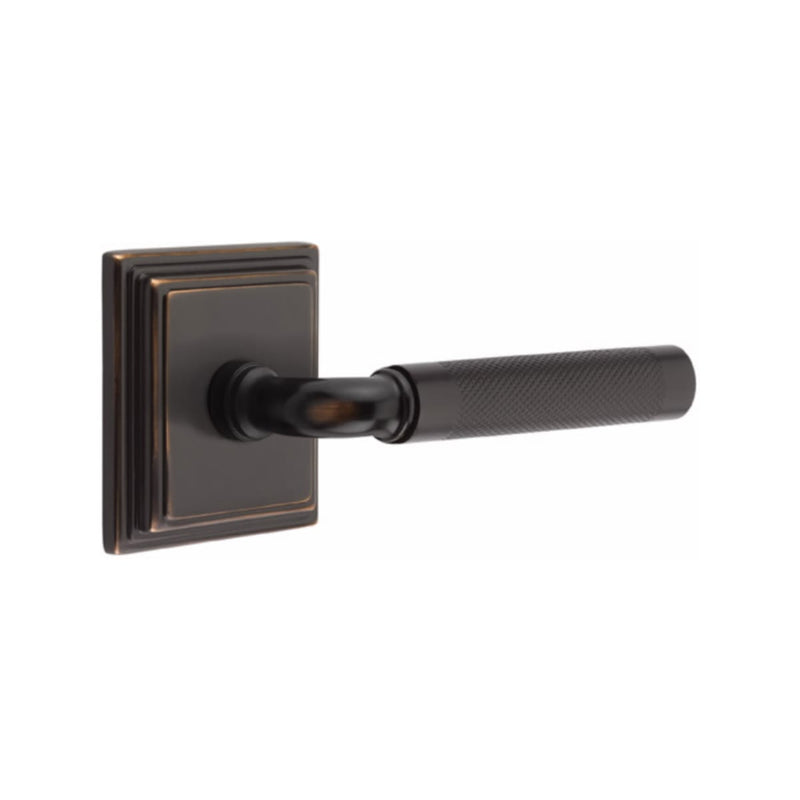 Emtek Select R-BAR Knurled Lever Concealed Screwswith Wilshire Rosette