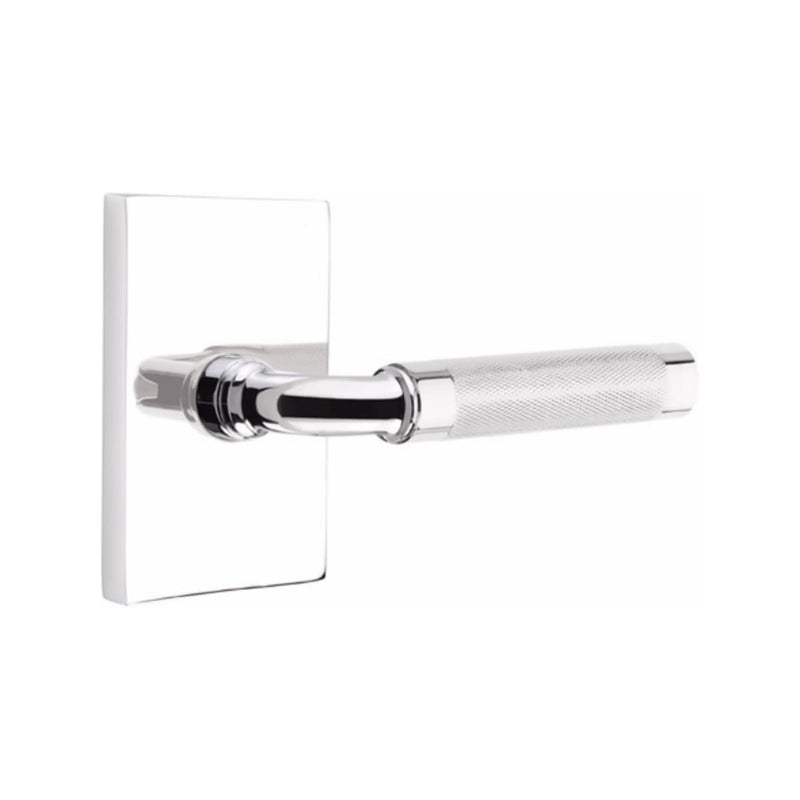 Emtek Select R-BAR Knurled Lever with Modern Rectangular Rosette