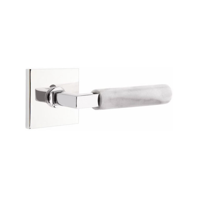 Emtek Select L-Square White Marble Lever Concealed Screws with Square Rosette